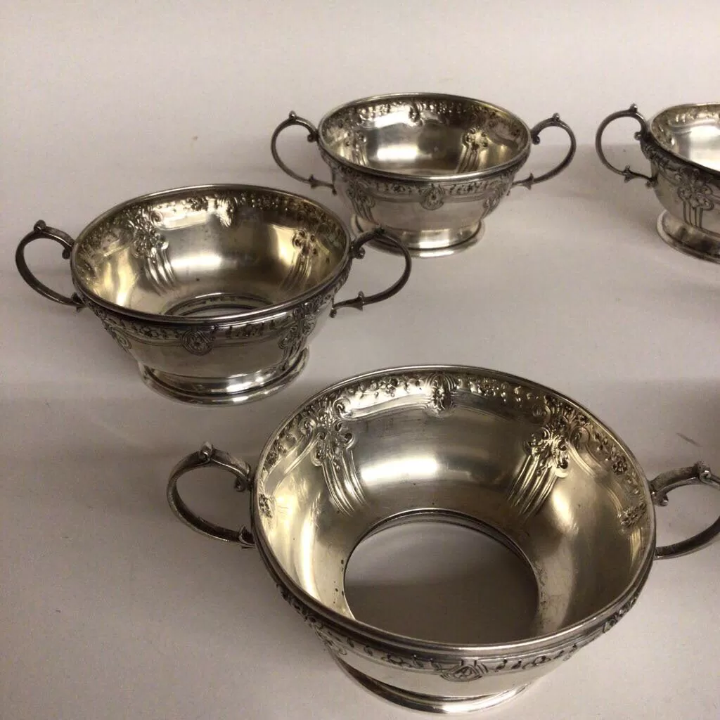 6 Barbour Sterling Podstakanniks, Chased & Repousse