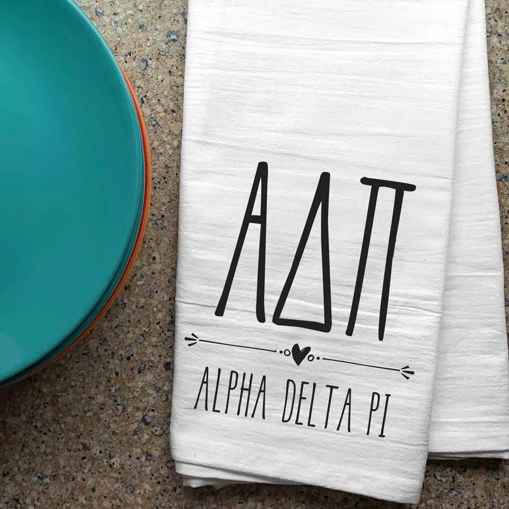 Alpha Delta Pi Sorority Kitchen Towel with Boho Design