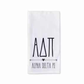 Alpha Delta Pi Sorority Kitchen Towel with Boho Design