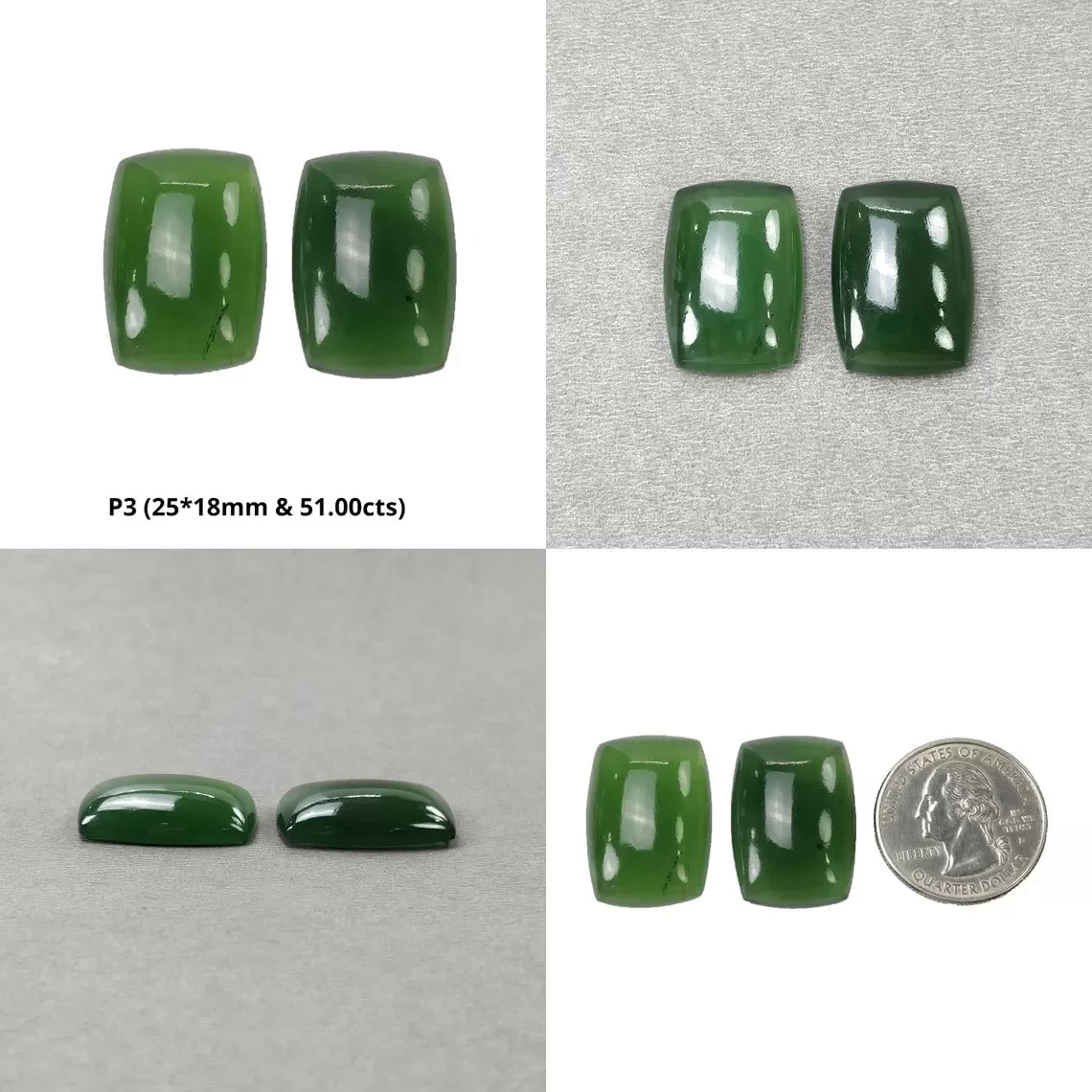 ANTIGORITE SERPENTINE Gemstone Cabochon : Natural Untreated Serpentine Cushion Shape Cabochon 1pcs & Pair