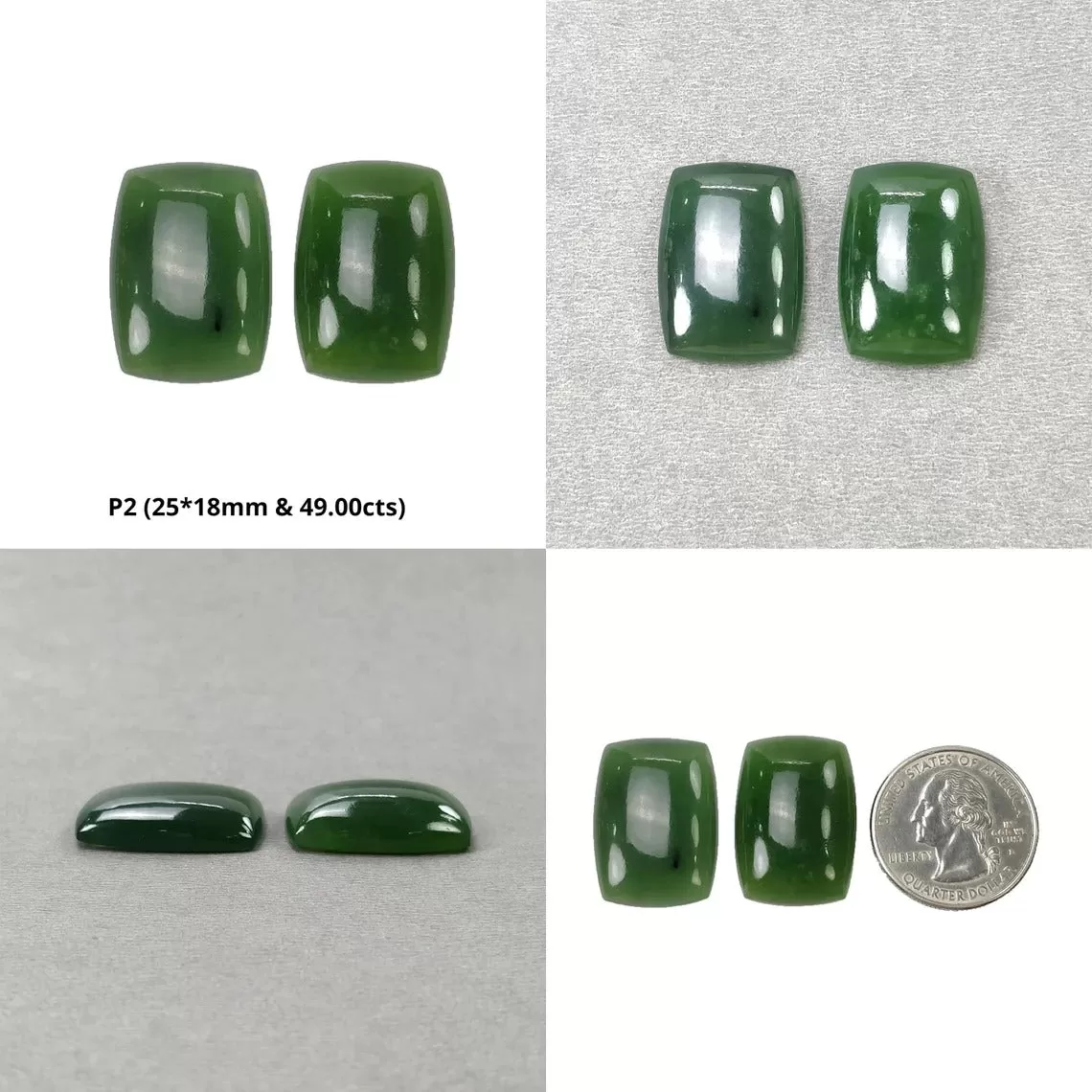 ANTIGORITE SERPENTINE Gemstone Cabochon : Natural Untreated Serpentine Cushion Shape Cabochon 1pcs & Pair