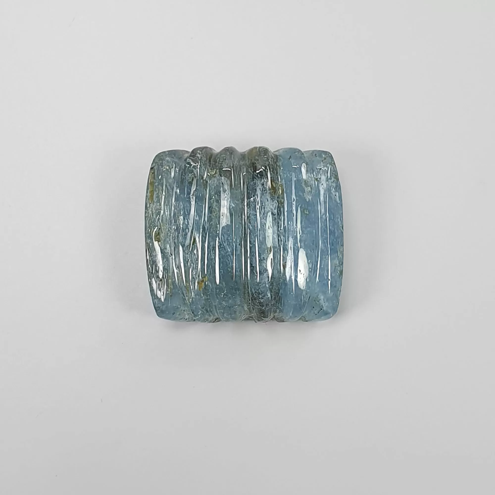 AQUAMARINE Gemstone Carving : 21.86cts Natural Untreated Blue Aqua Hand Carved Cushion Shape 18.5*16.5mm