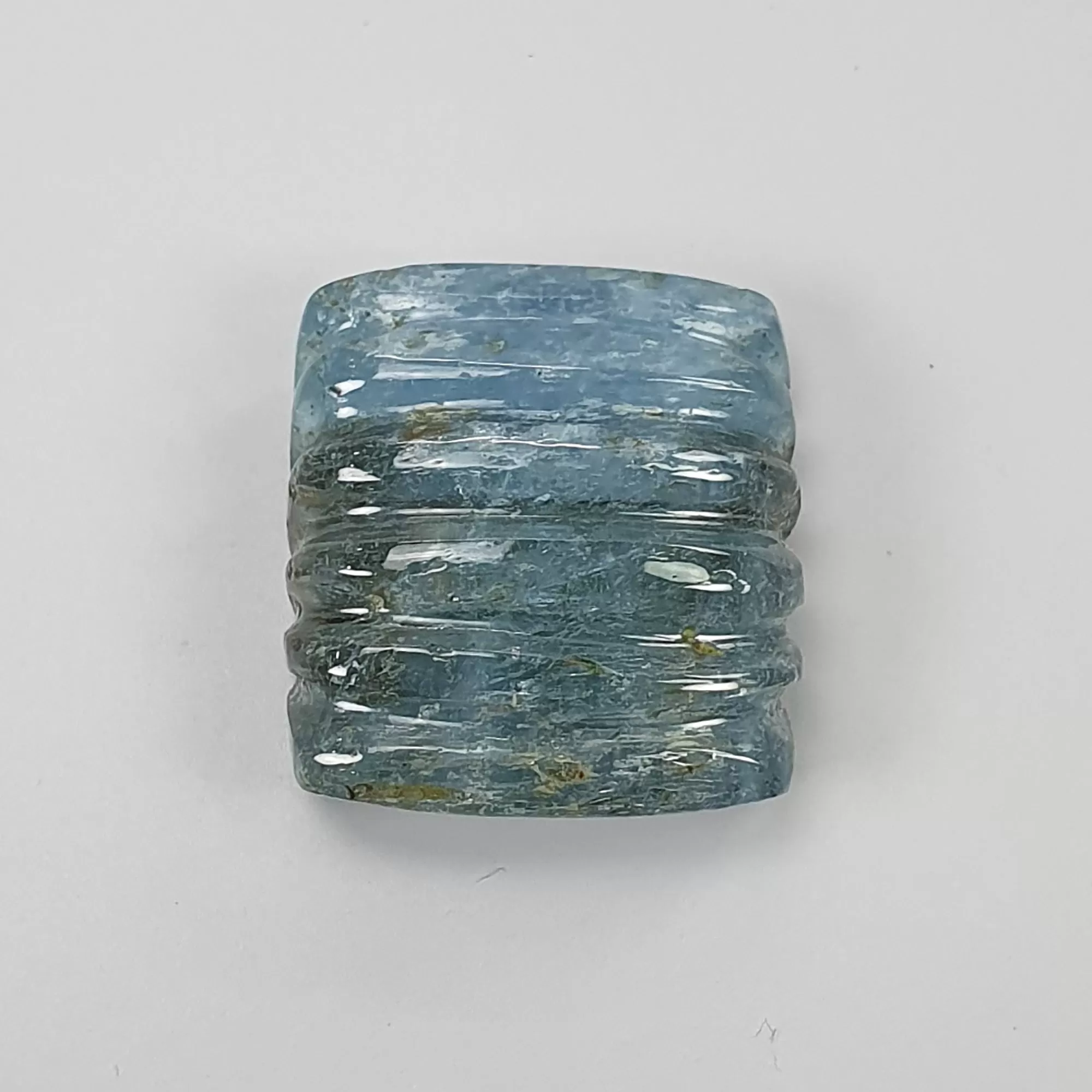 AQUAMARINE Gemstone Carving : 21.86cts Natural Untreated Blue Aqua Hand Carved Cushion Shape 18.5*16.5mm