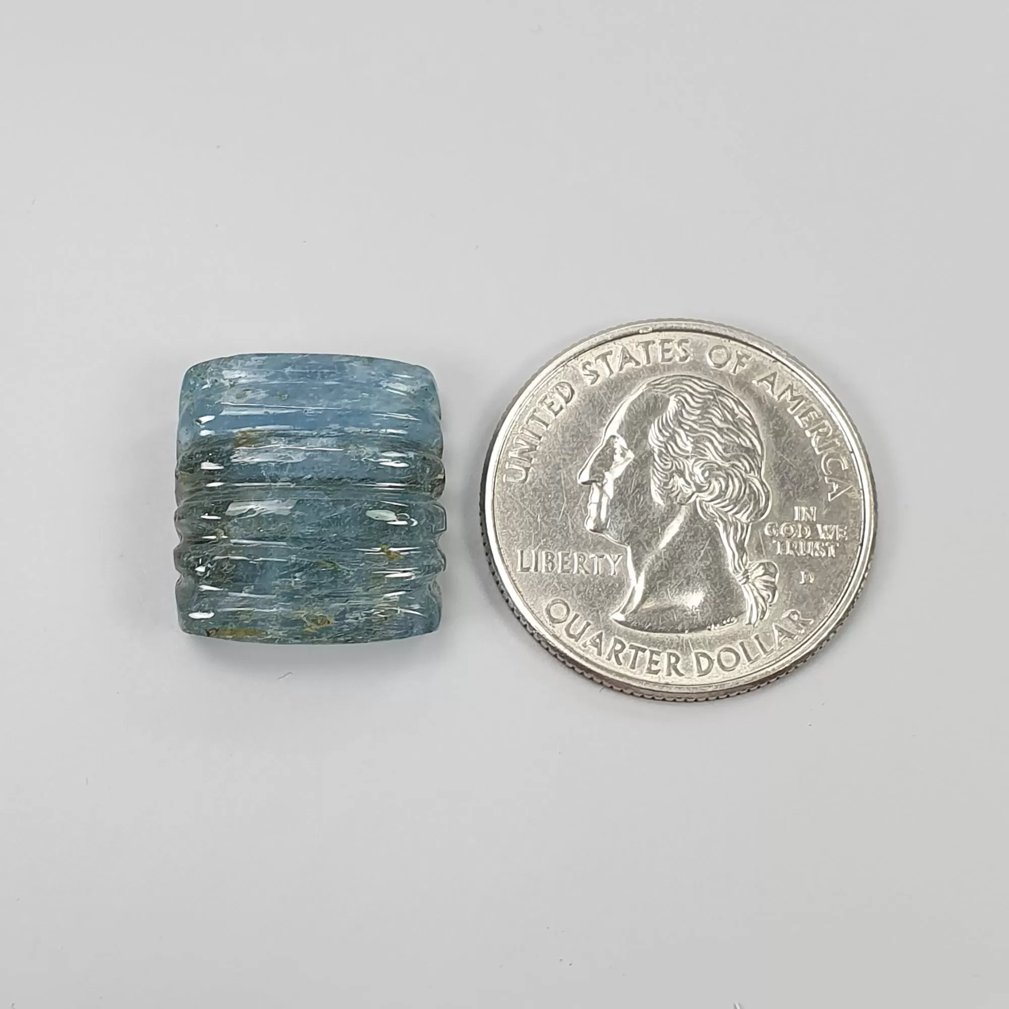 AQUAMARINE Gemstone Carving : 21.86cts Natural Untreated Blue Aqua Hand Carved Cushion Shape 18.5*16.5mm