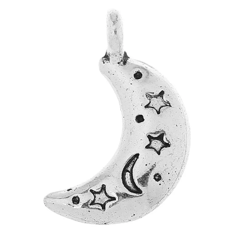 AVBeads Celestial Moon Stars Charms Silver 19mm x 11mm Metal Charms 10pcs