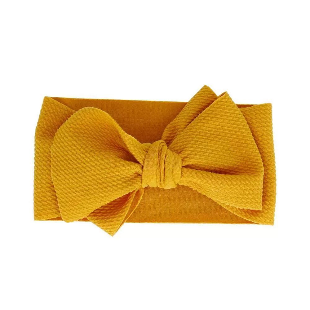 Baby Adjustable Bow Headband — Mustard