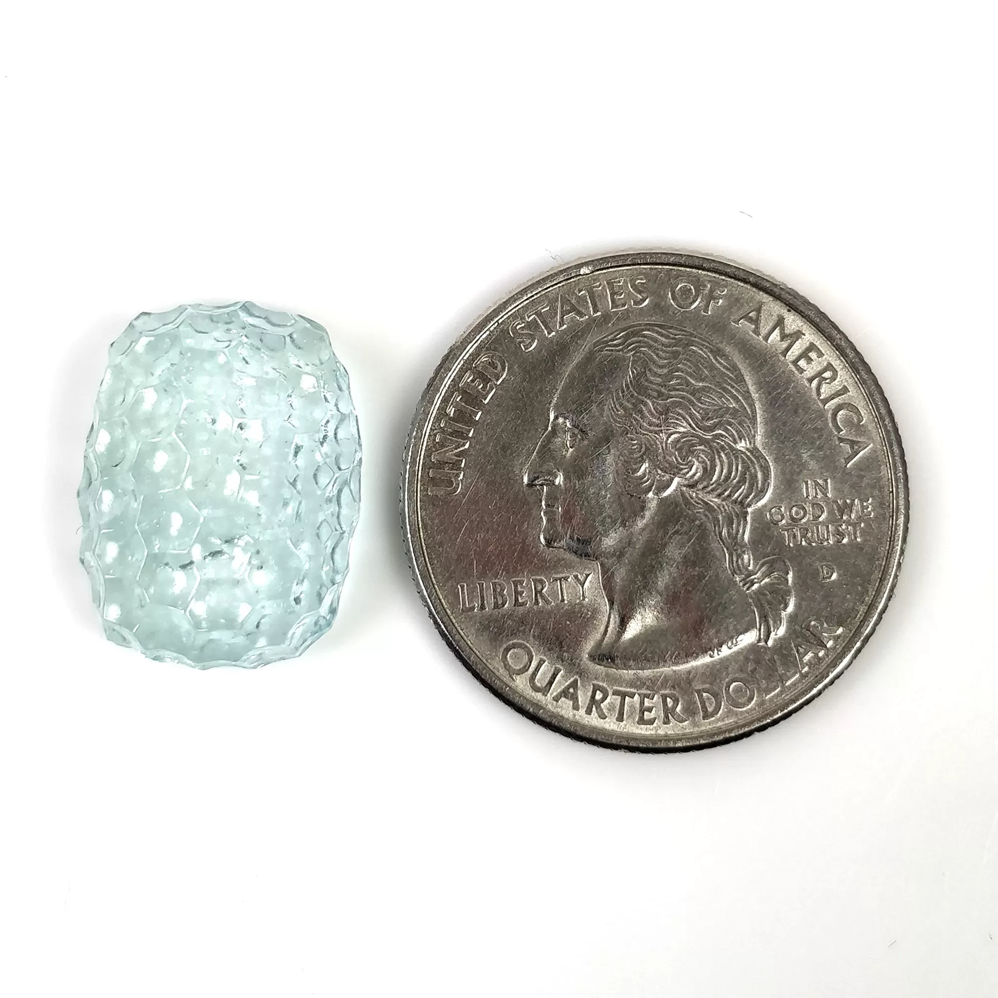 BLUE AQUAMARINE Gemstone Carving  : 11.59cts Natural Untreated Aqua Hand Carved Cushion Shape 17*13mm