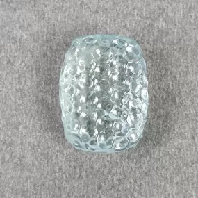 BLUE AQUAMARINE Gemstone Carving  : 11.59cts Natural Untreated Aqua Hand Carved Cushion Shape 17*13mm