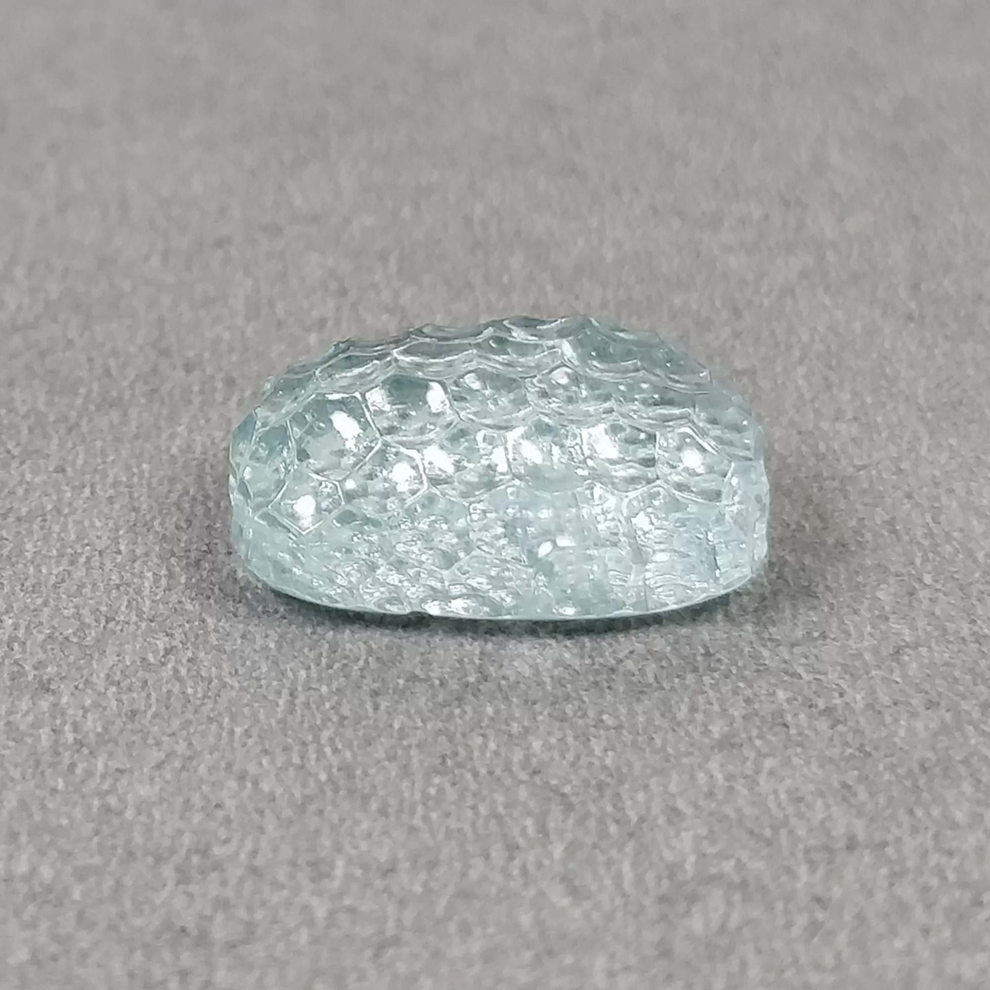 BLUE AQUAMARINE Gemstone Carving  : 11.59cts Natural Untreated Aqua Hand Carved Cushion Shape 17*13mm