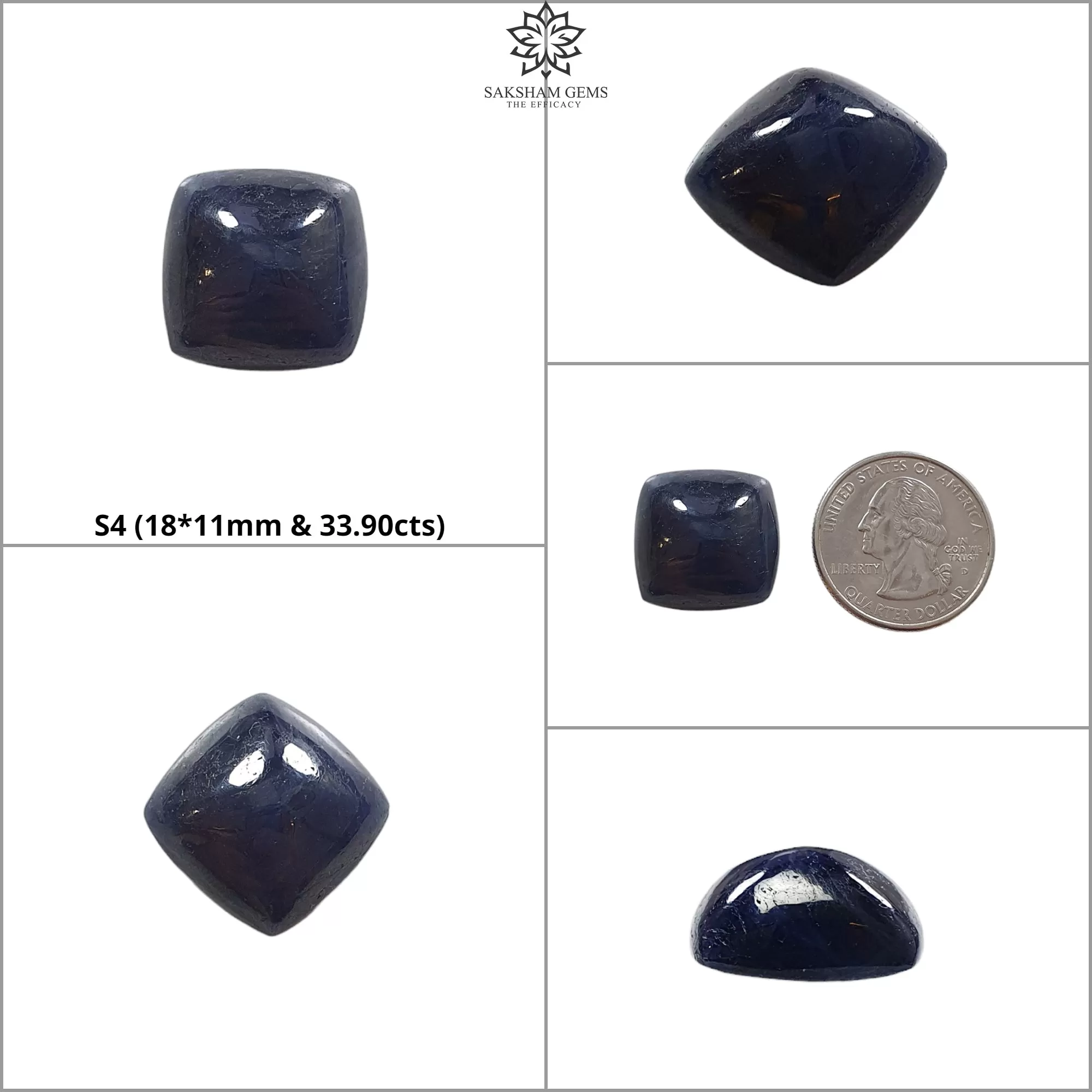 BLUE SAPPHIRE Gemstone Cabochon : Natural Untreated Unheated Sapphire Cushion & Triangle Shape Cabochon