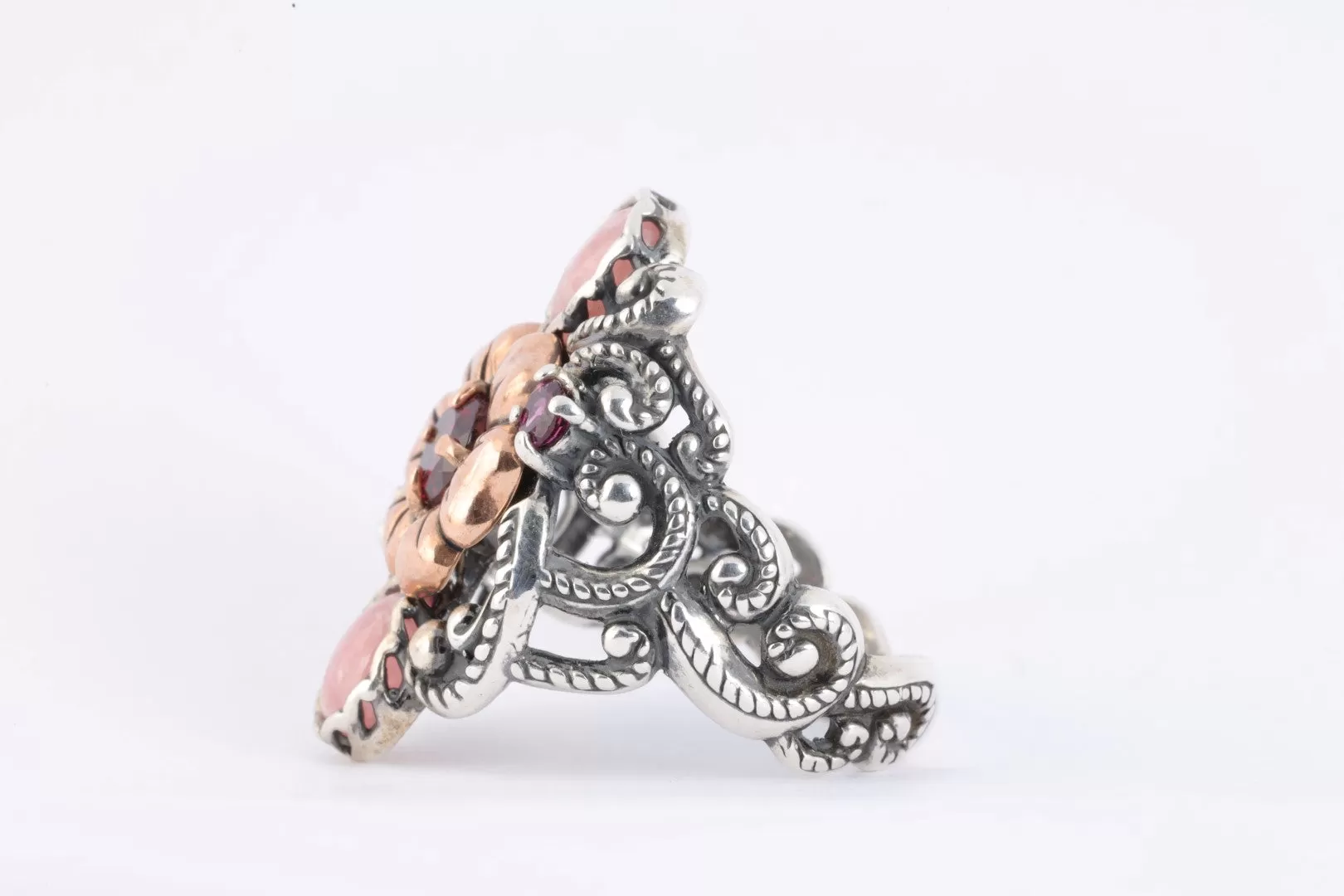 Carolyn Pollack 925 Silver & Copper 0.73tcw Rhodochrosite Ring Size 7.5 (9.70g.)