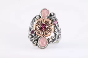 Carolyn Pollack 925 Silver & Copper 0.73tcw Rhodochrosite Ring Size 7.5 (9.70g.)