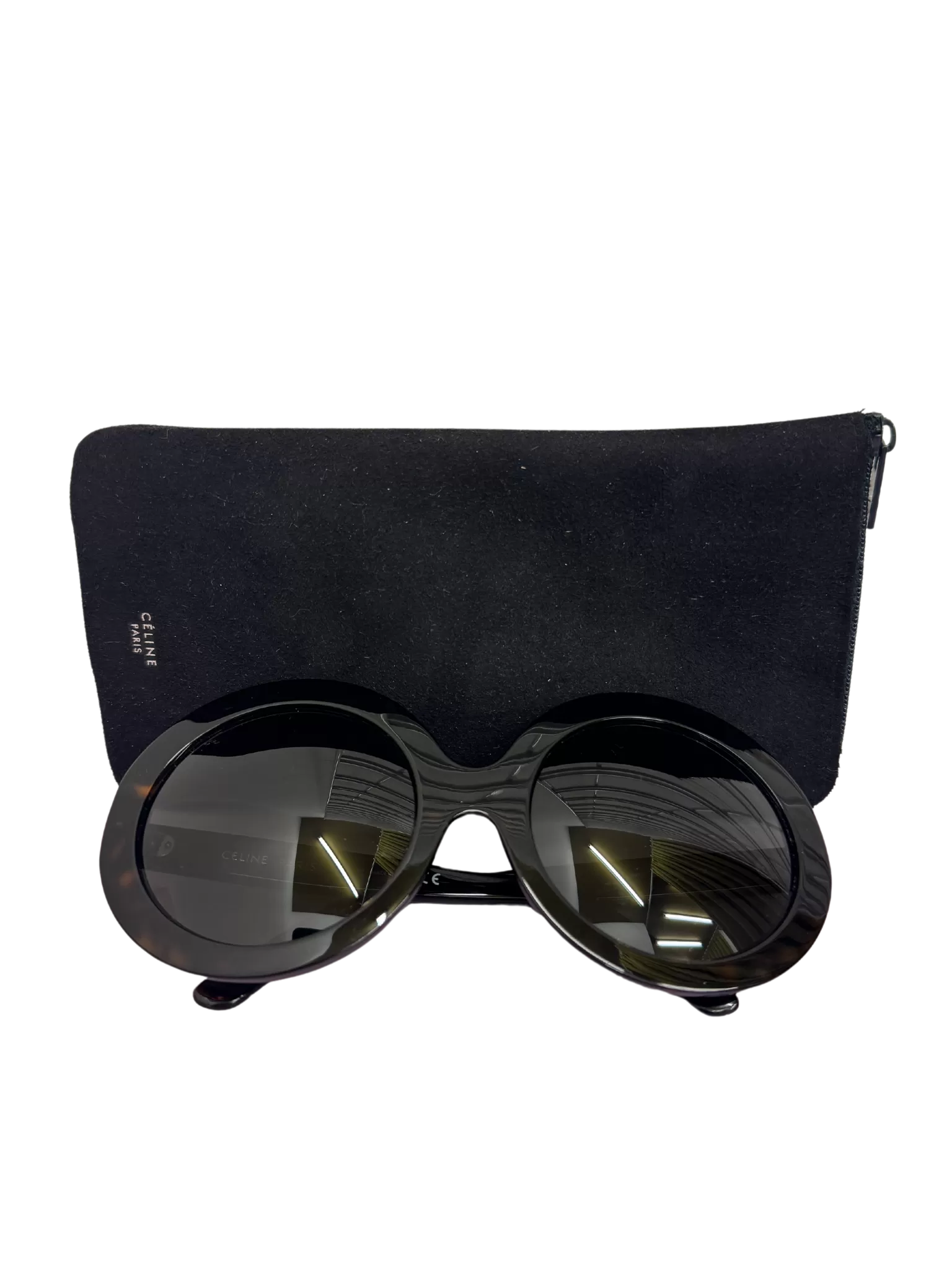 Celine Tortoiseshell Large Round Sunglasses