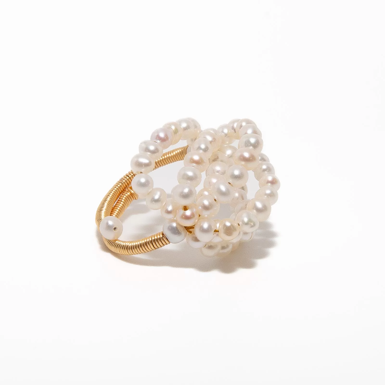 Coral Bed Gold-Filled Pearl Ring