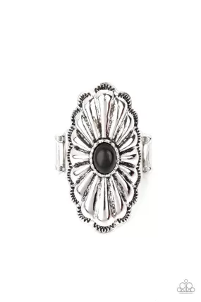 Cottage Couture Black Ring - Paparazzi Accessories