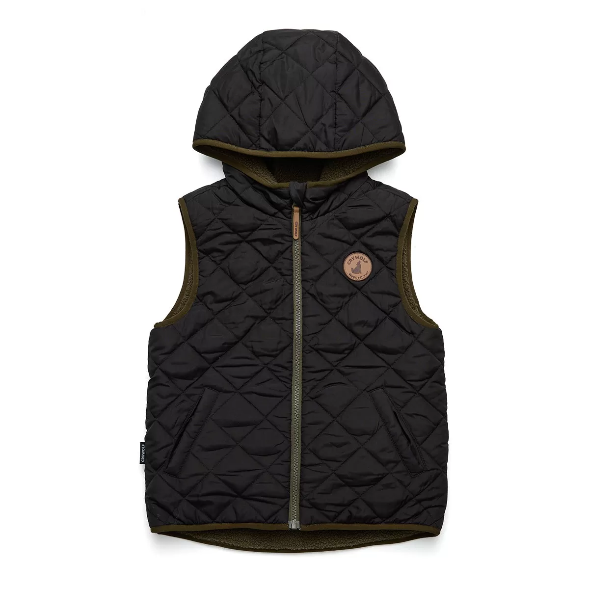 Crywolf Reversible Yeti Hooded Vest - Black/Khaki