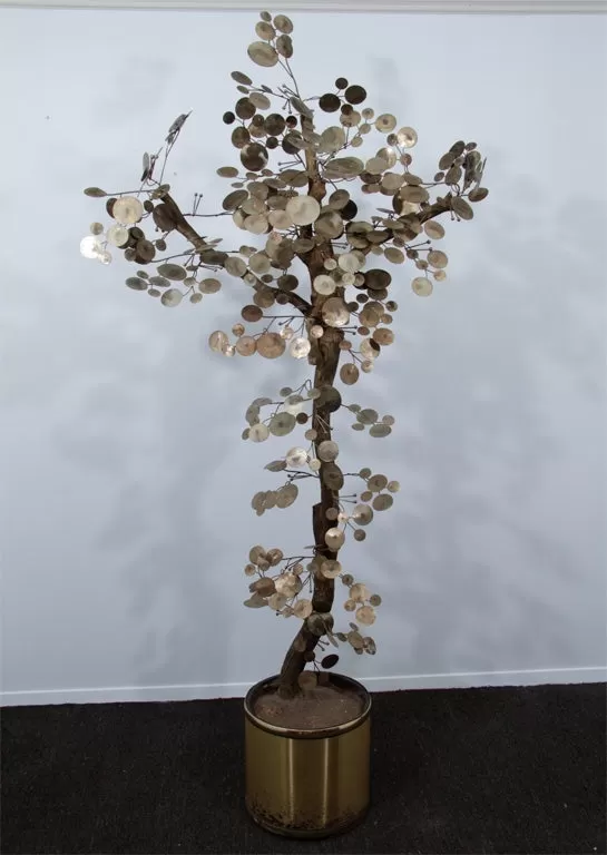 Curtis Jere Brutalist Tree Sculpture in Metal and Wood