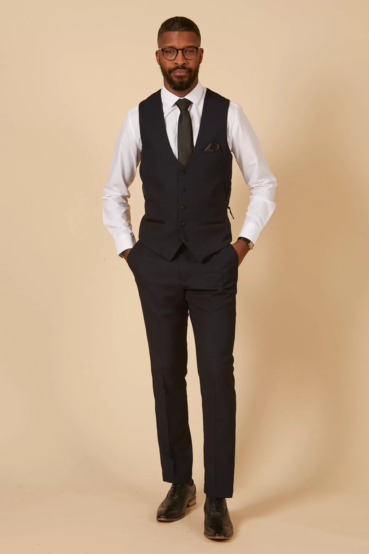 DALTON - Navy Diamond Waistcoat