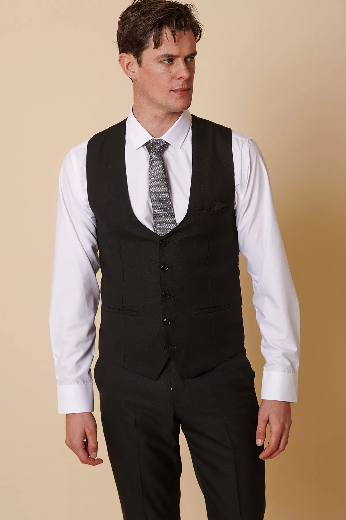 DANNY - Black Single Breasted Waistcoat