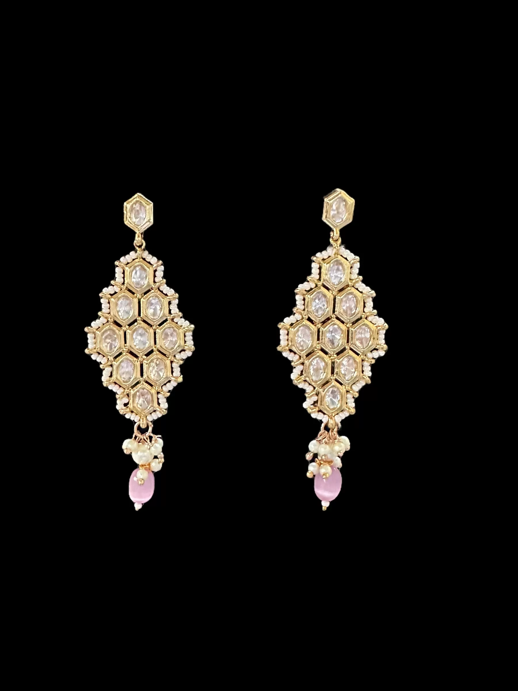 DER516 polki earrings - pink ( READY TO SHIP )