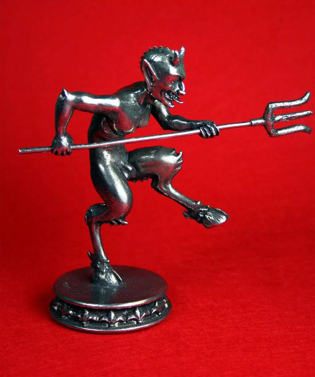 Devil with Pitchfork Statue - Small Base