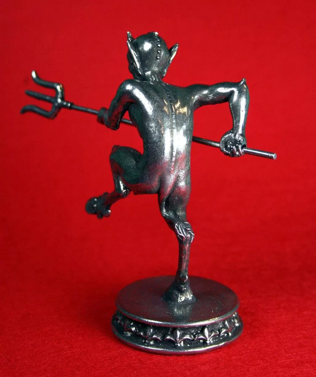 Devil with Pitchfork Statue - Small Base