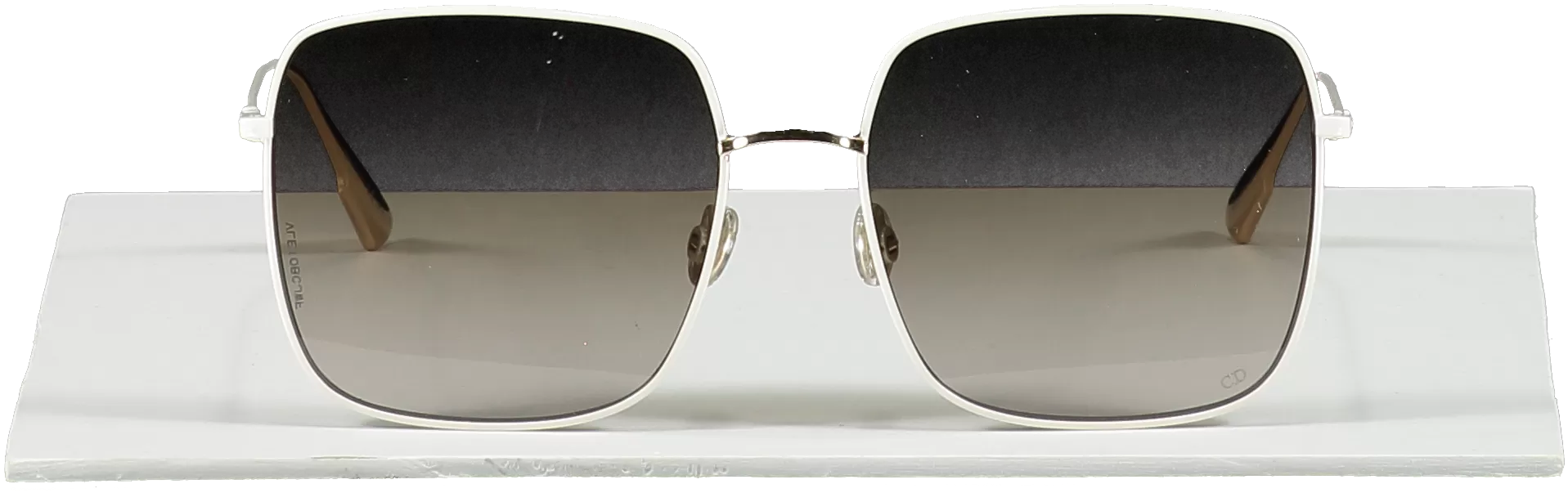 Dior White / Gold Diorstellaire1 Square Metal Sunglasses