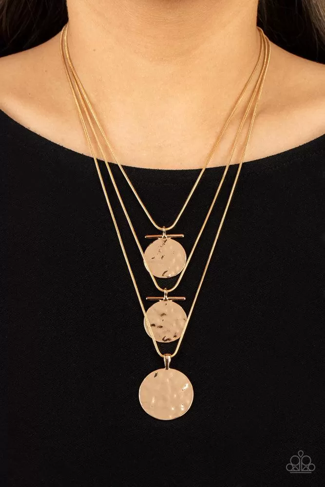 Dizzying Discs Gold Necklace - Paparazzi Accessories