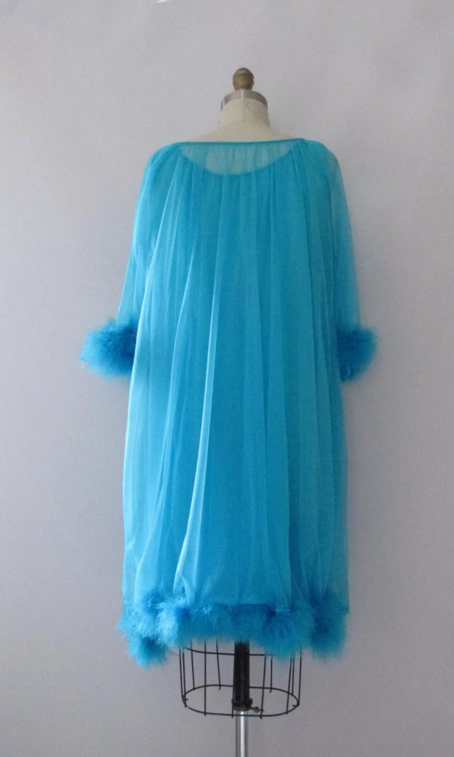 DREAM ON 60s Sheer Peignoir Set, Nightgown & Bed Jacket, Size Medium