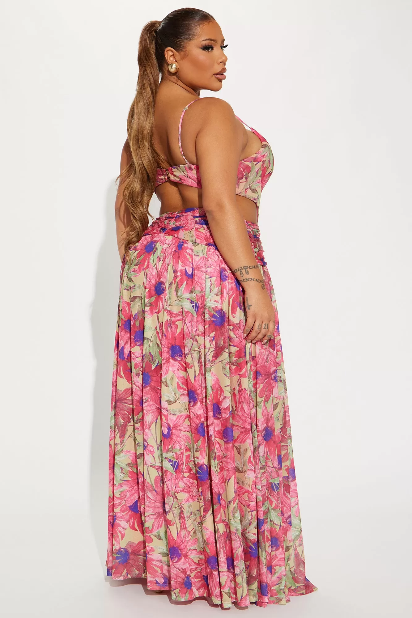 Fruitful Mesh Maxi Dress - Fuchsia