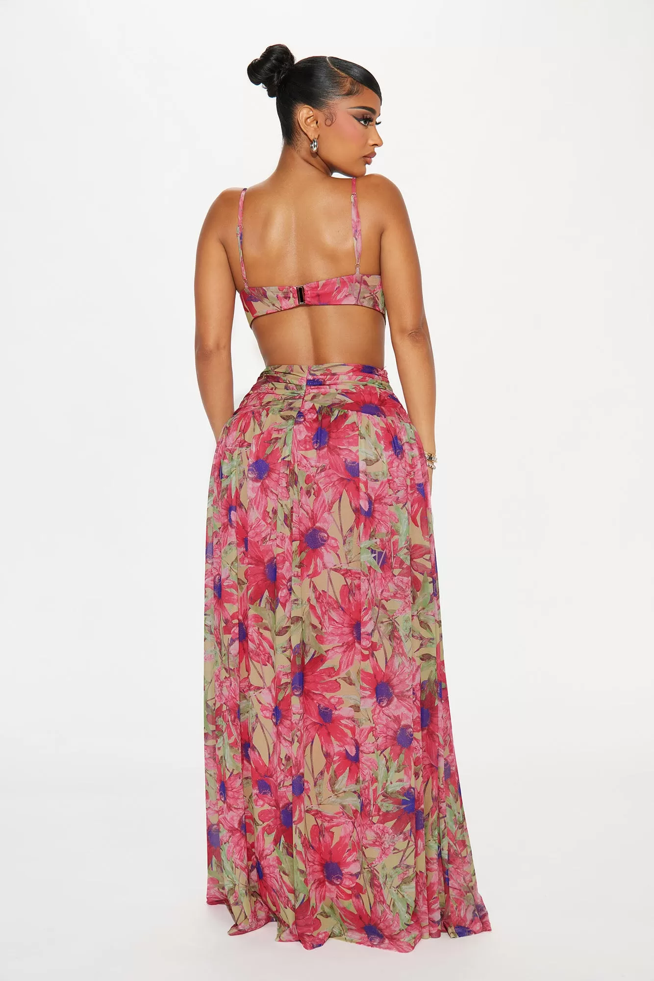 Fruitful Mesh Maxi Dress - Fuchsia