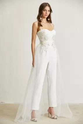 Future Mrs. Pearl & Sequin White Tulle Jumpsuit