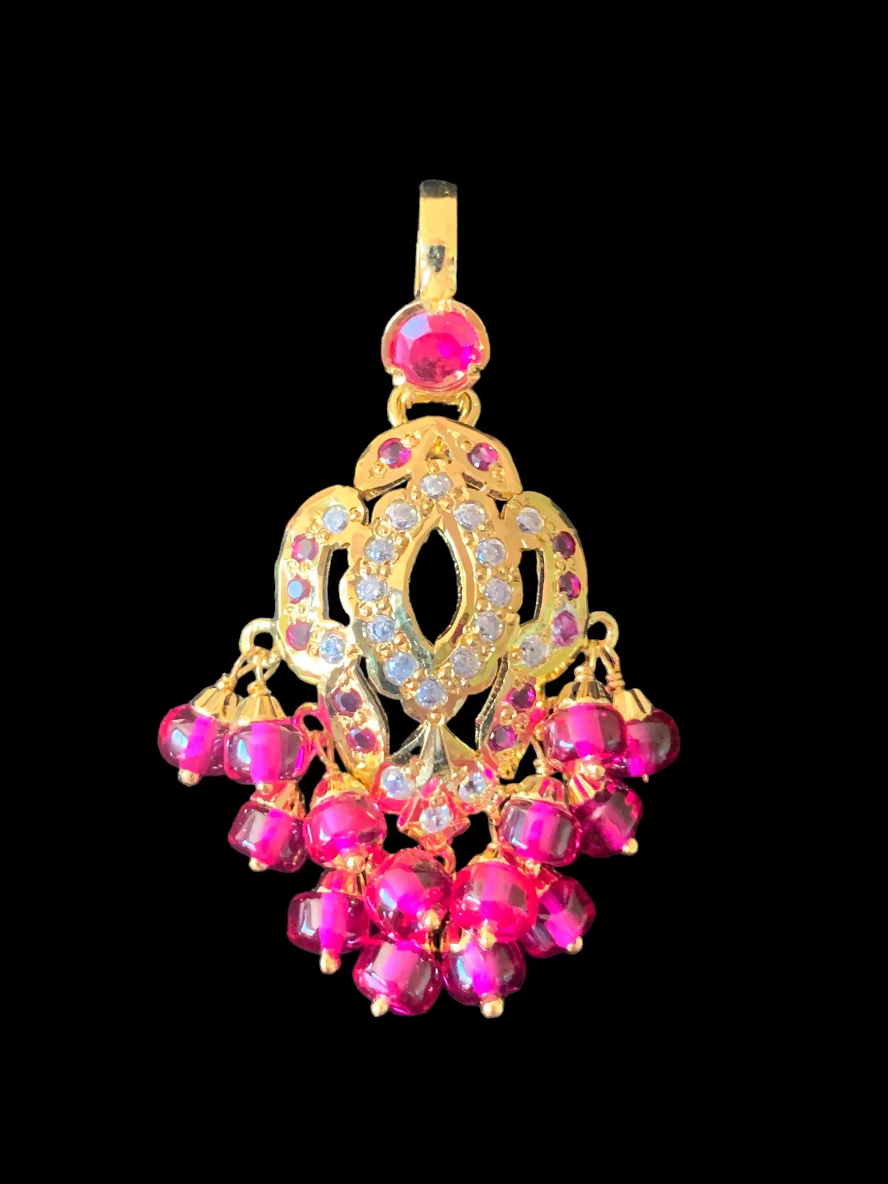 Gold plated silver pendant set in ruby