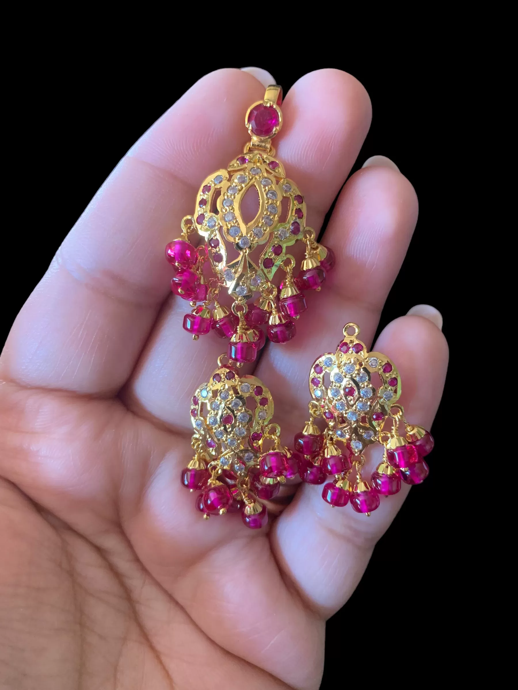 Gold plated silver pendant set in ruby