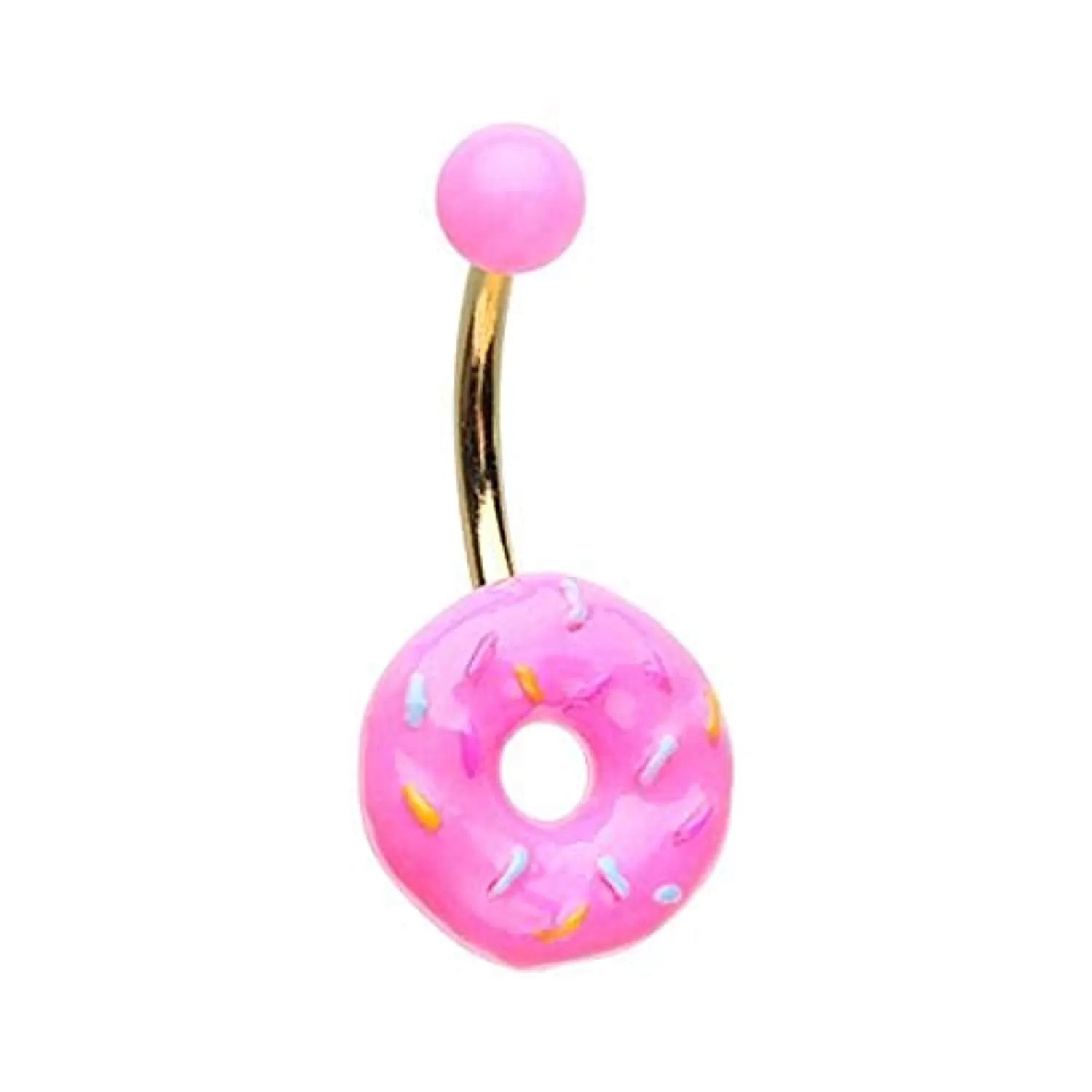 Golden Pink Donut Non Dangle WildKlass Belly Button Ring