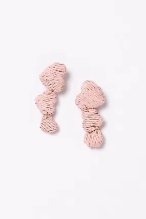 Graduating Heart Drop Earrings in Light Pink