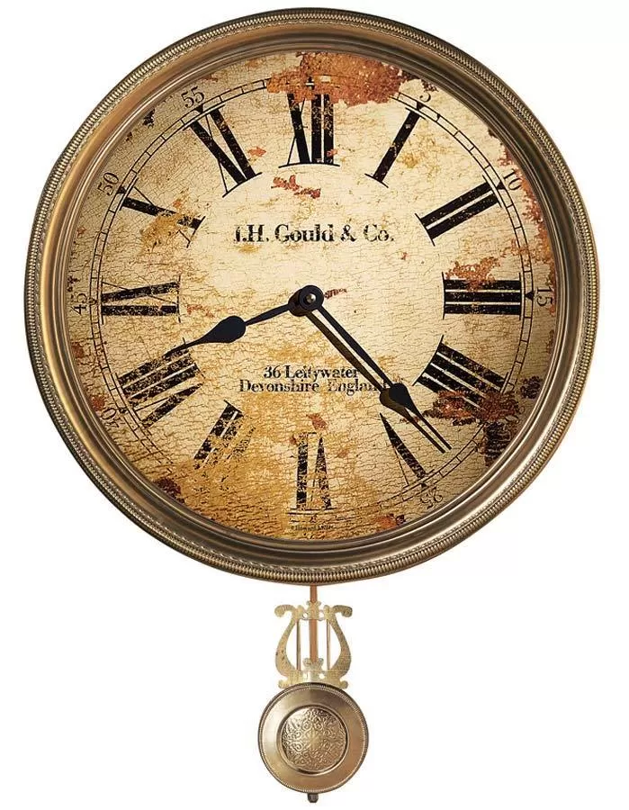 Howard Miller J.H. Gould & Co III Pendulum Wall Clock - Distressed - Brass Bezel