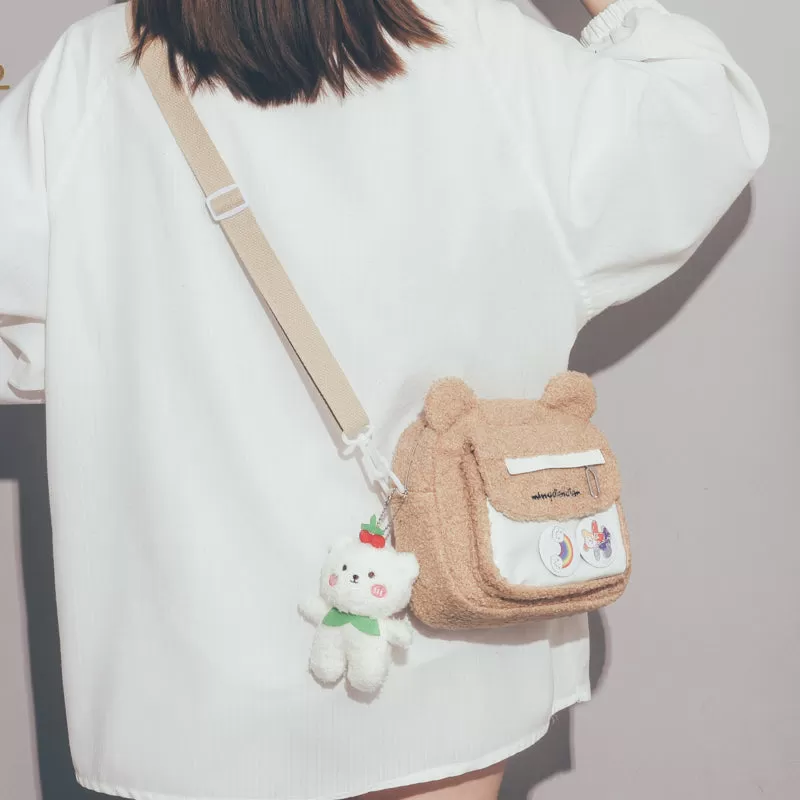 INS CUTE BEAR PLUSH CARTOON SHOULDER BAG BY9021