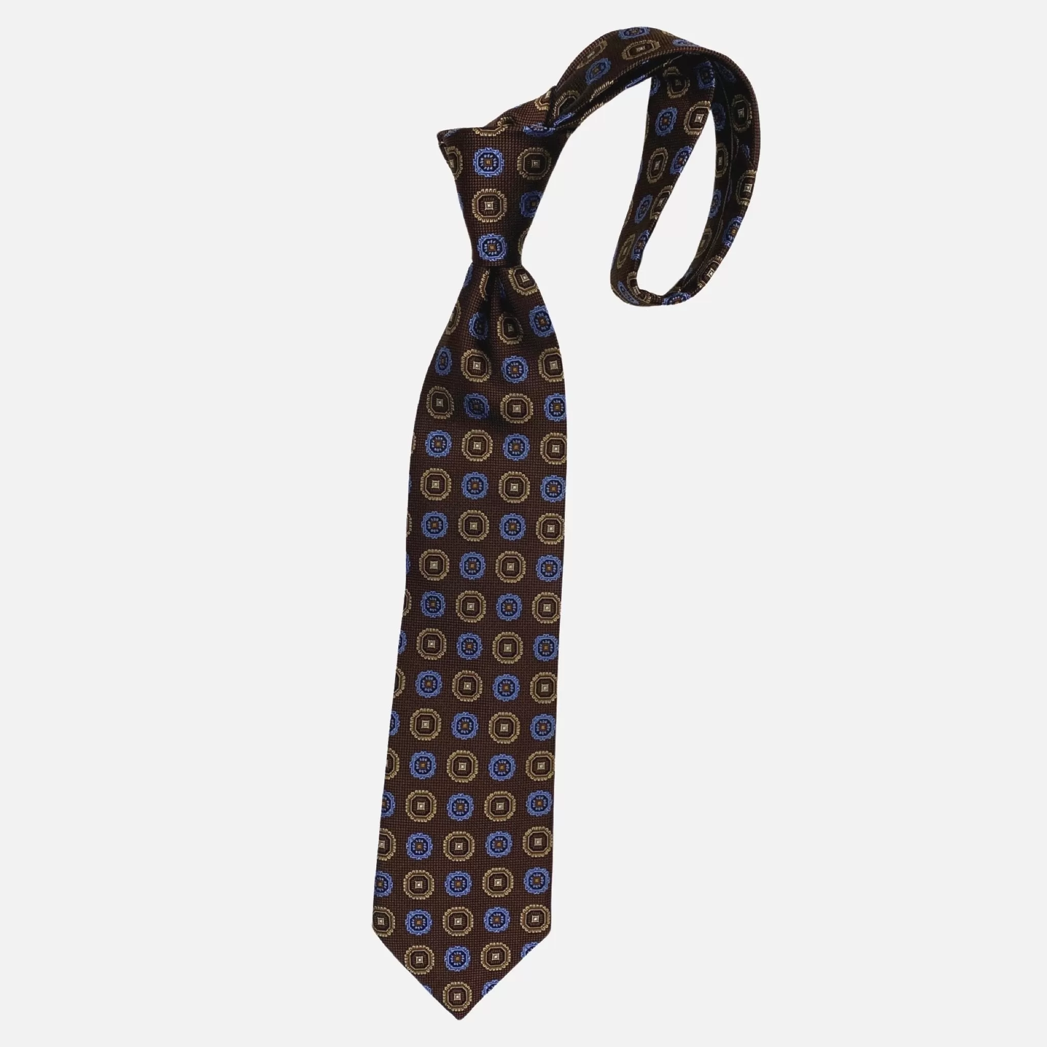 JZ Richards Brown Silk Medallion Tie - Handcrafted Excellence in Every Knot - Made in the USA