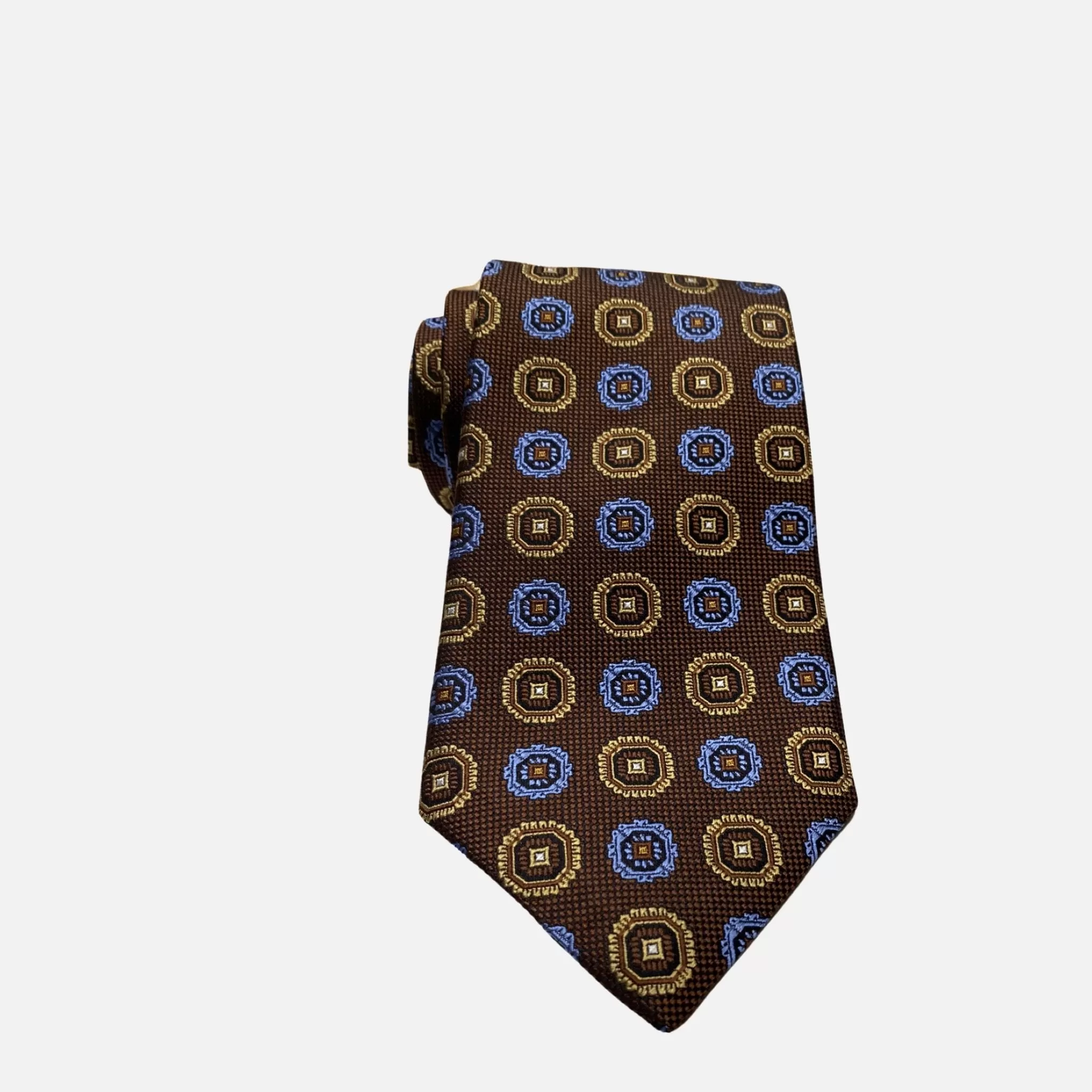 JZ Richards Brown Silk Medallion Tie - Handcrafted Excellence in Every Knot - Made in the USA