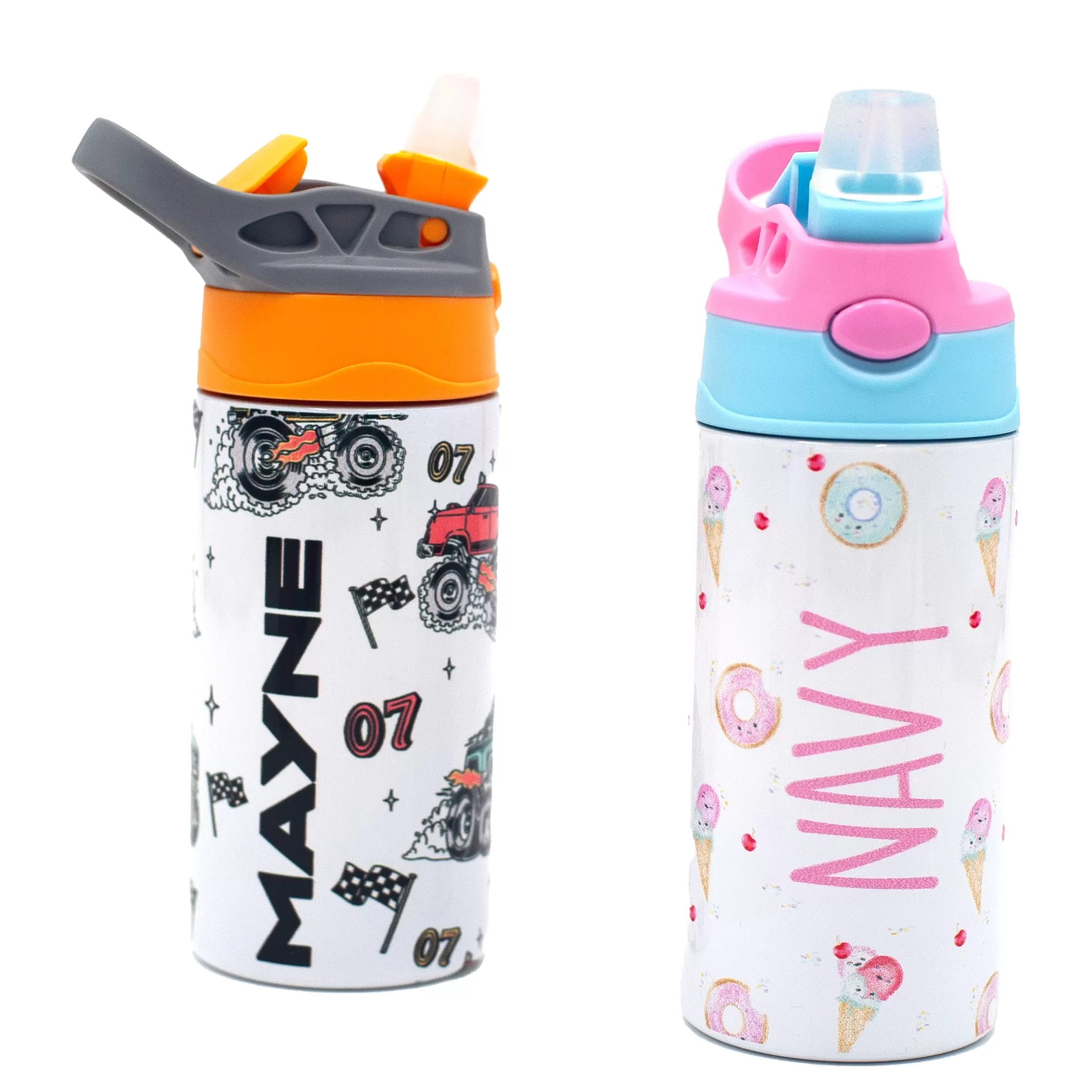 Kids Personalized 12 oz Water Bottle - Pink/Blue Lid