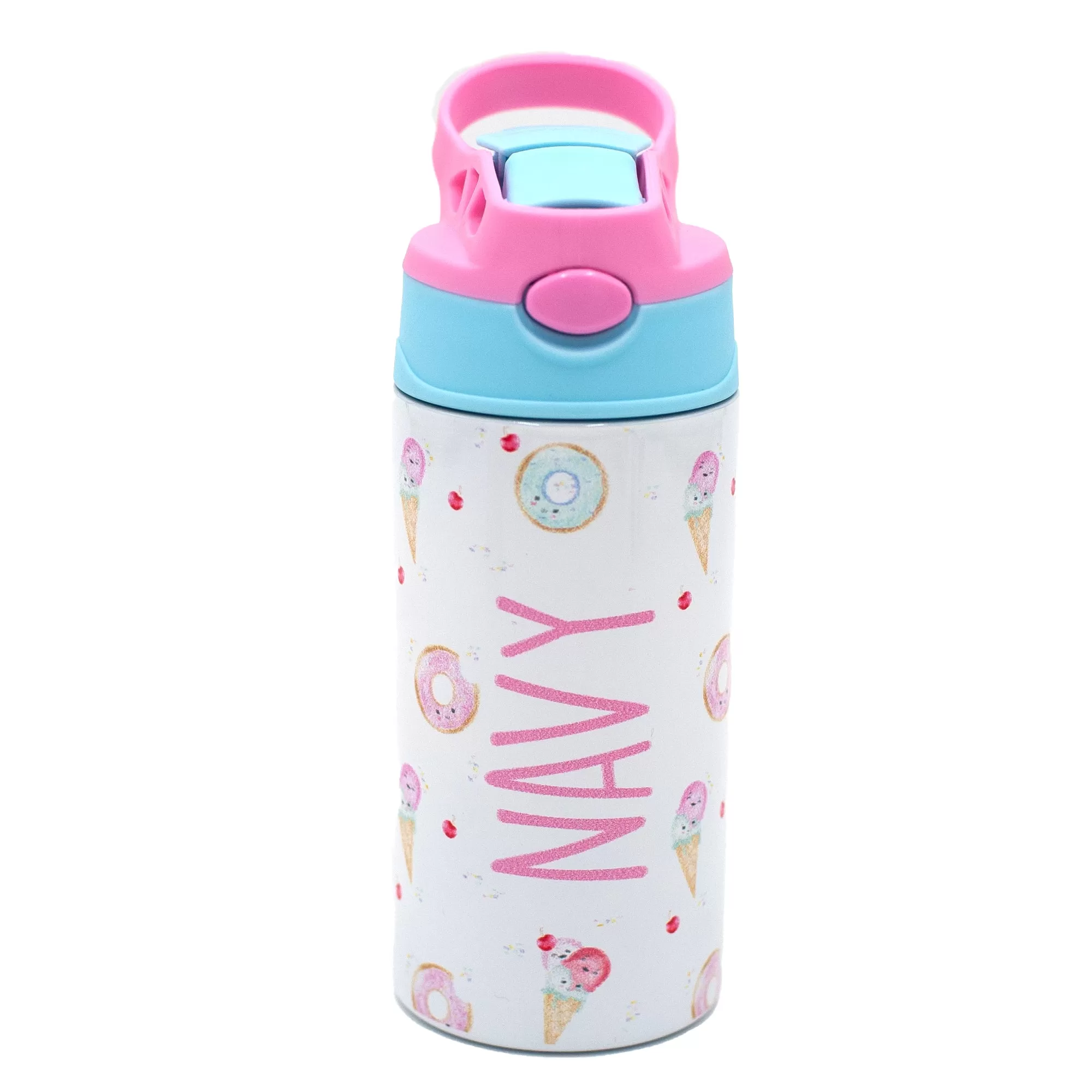 Kids Personalized 12 oz Water Bottle - Pink/Blue Lid