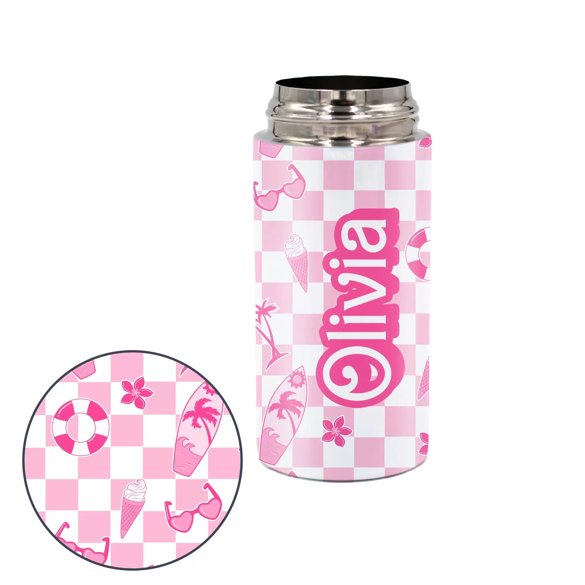 Kids Personalized 12 oz Water Bottle - Pink/Blue Lid