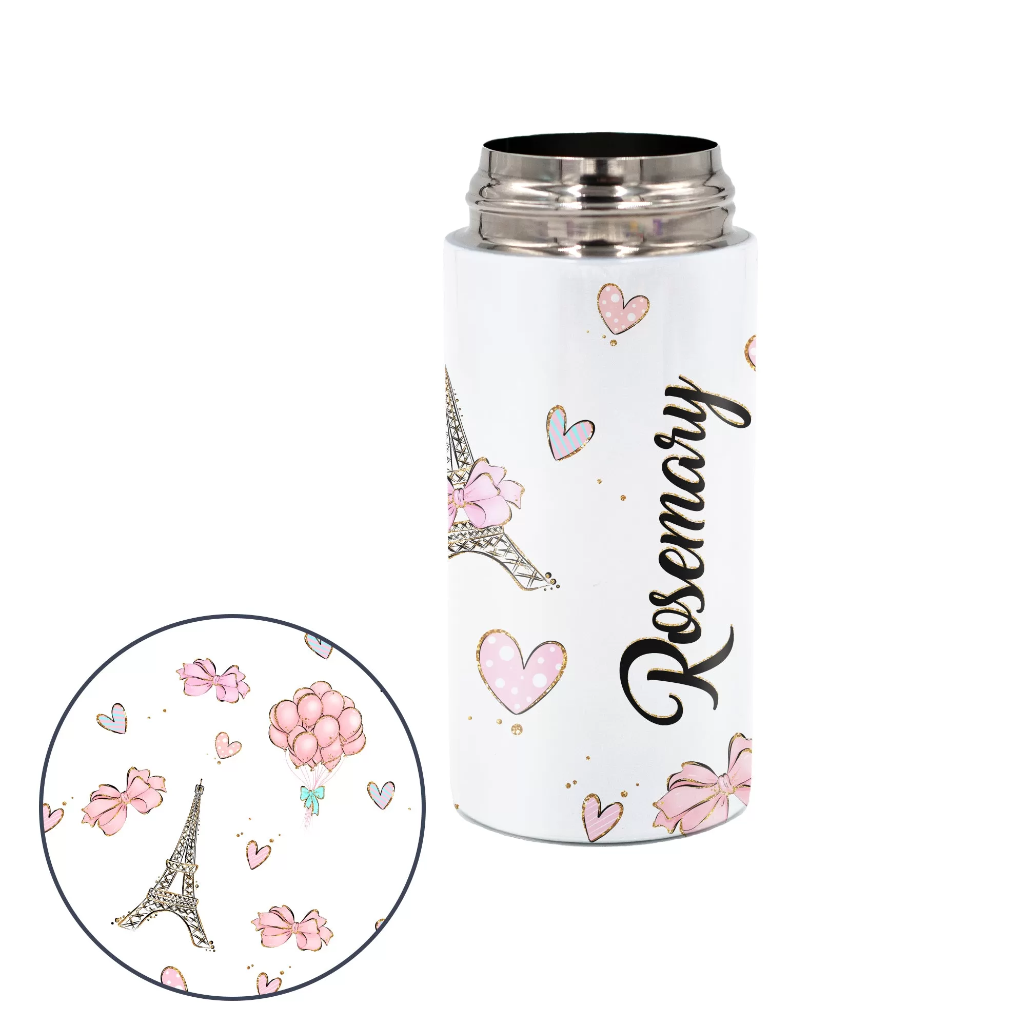 Kids Personalized 12 oz Water Bottle - Pink/Blue Lid