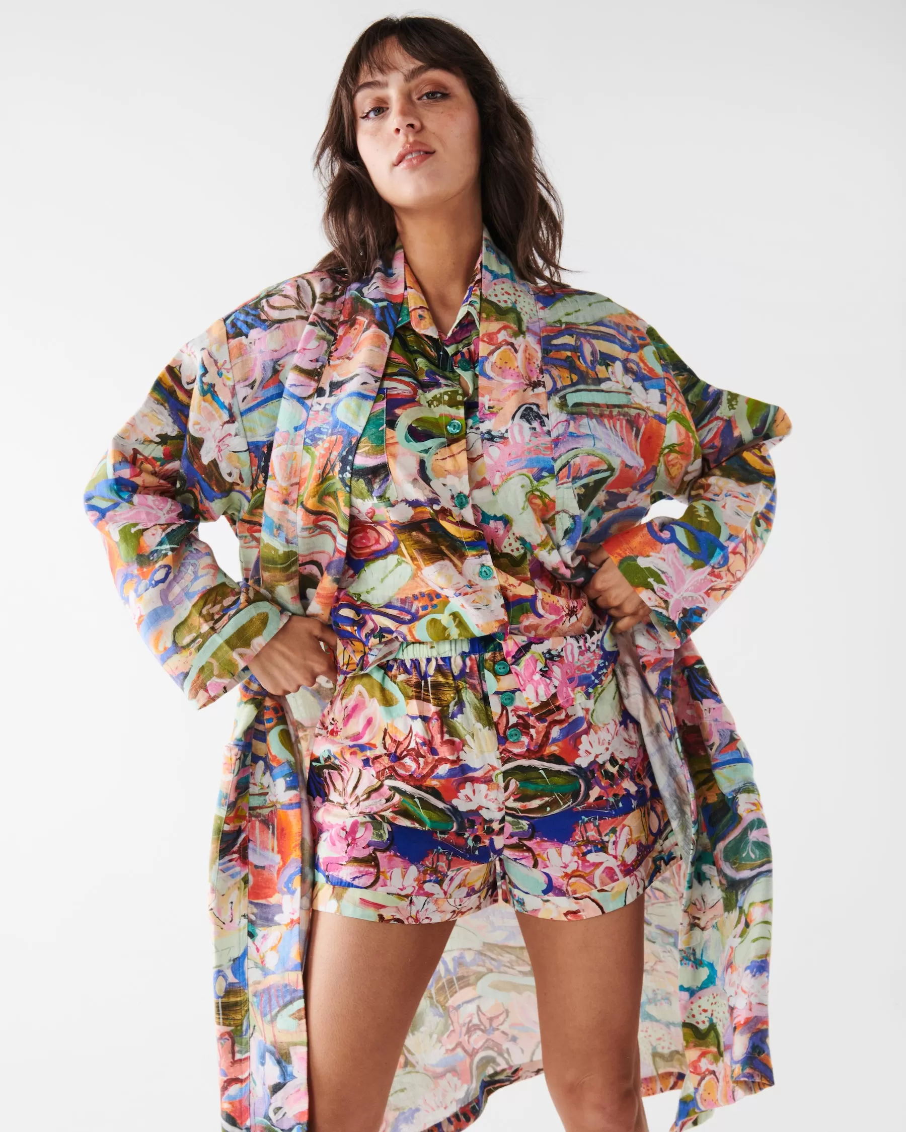 Kip & Co X Kezz Brett LADIES | Waterlily Waterway Linen Robe