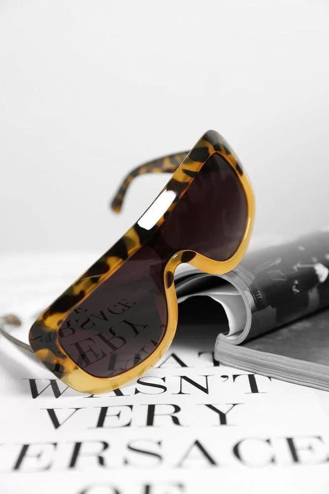 Large Straight Top Leopard Print Sunglasses