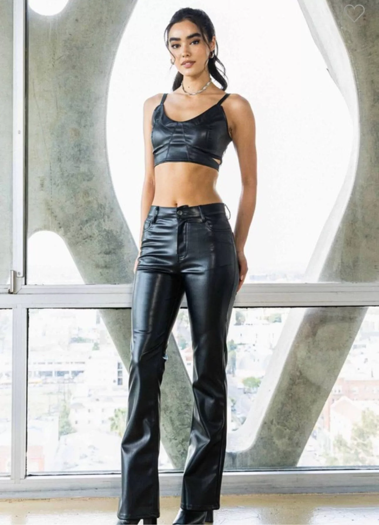 Leather Bootcut Pants