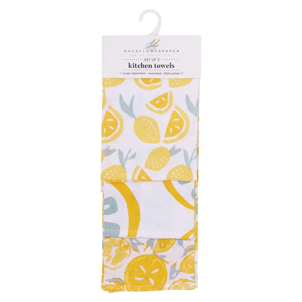 Lemon Slices Cotton Kitchen Towels (Set of 3)