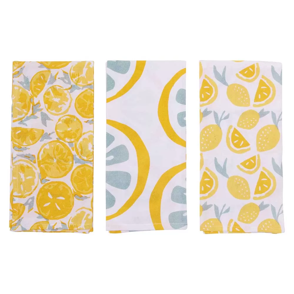 Lemon Slices Cotton Kitchen Towels (Set of 3)