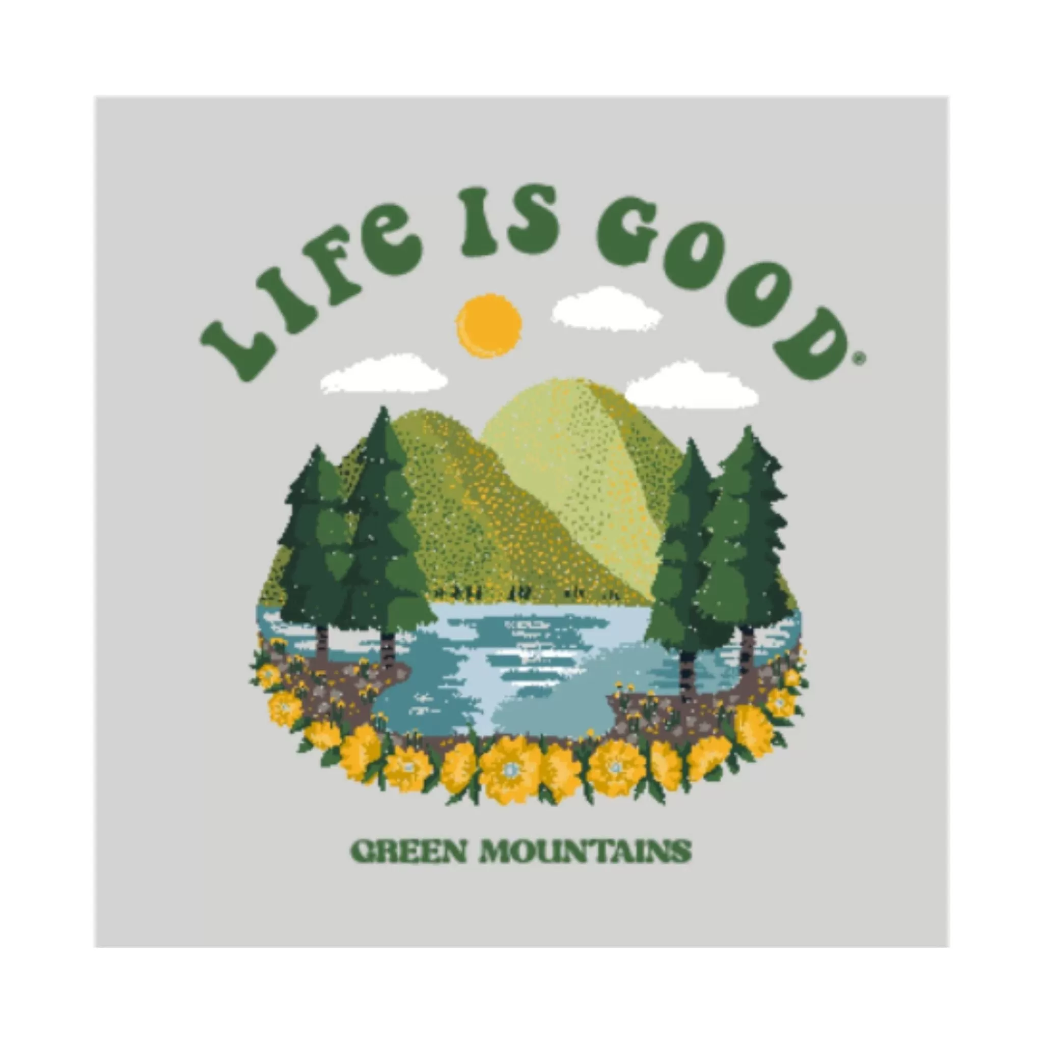 Life Is Good Women's Exclusive Green Mountains Tee - Grey/Green